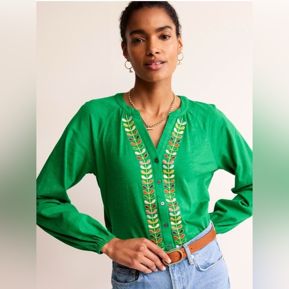 Boden Tops - Boden Embroidered Detail Top Size US 12 Green